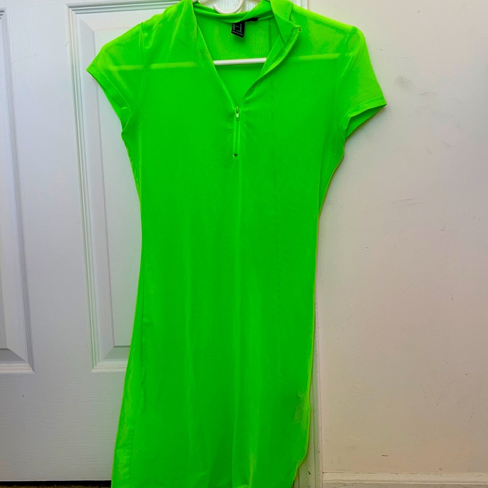 See thru mesh green dress